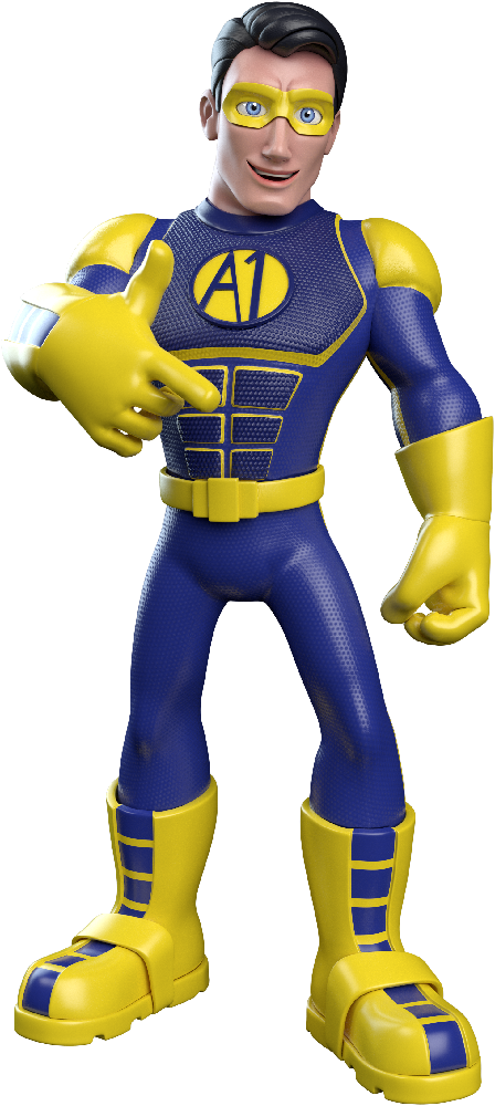 Max Power, A1 Batterypro's blue and yellow robot mascot